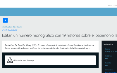 EFE | Editan un número monográfico con 19 historias sobre el patrimonio lagunero en cómic