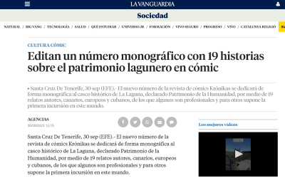 La Vanguardia | Editan un número monográfico con 19 historias sobre el patrimonio lagunero en cómic