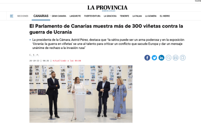 La Provincia | El Parlamento de Canarias muestra más de 300 viñetas contra la guerra de Ucrania