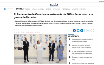 El Día | El Parlamento de Canarias muestra más de 300 viñetas contra la guerra de Ucrania