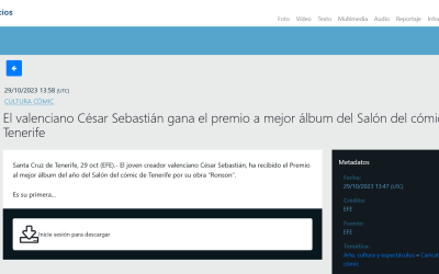 EFE Servicios | El valenciano César Sebastián gana el premio a mejor álbum del Salón del cómic de Tenerife