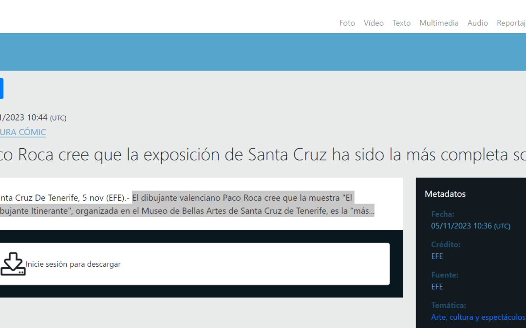 EFE | Paco Roca cree que la exposición de Santa Cruz ha sido la más completa sobre su obra