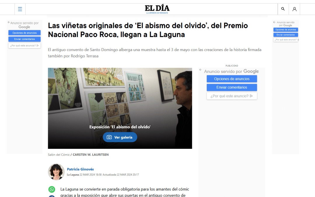 EL DÍA |  Las viñetas originales de ‘El abismo del olvido’, del Premio Nacional Paco Roca, llegan a La Laguna