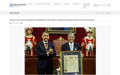 AYUNTAMIENTO DE SANTA CRUZ DE TENERIFE | Santa Cruz hace entrega de la Medalla de Oro de la ciudad al ilustrador Manuel Darias Darias