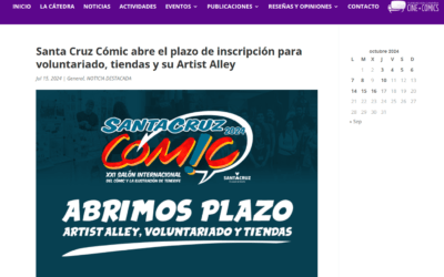 CATEDRA MOEBIUS ULL | Santa Cruz Cómic abre el plazo de inscripción para voluntariado, tiendas y su Artist Alley