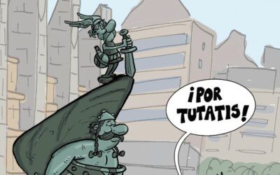 Padylla sustituye el monumento a Franco por Astérix y Obélix en el cartel de Santa Cruz Cómic