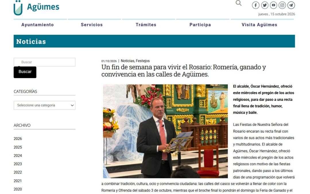 Ayuntamiento de Agüimes | Un fin de semana para vivir el Rosario: Romería, ganado y convivencia en las calles de Agüimes.