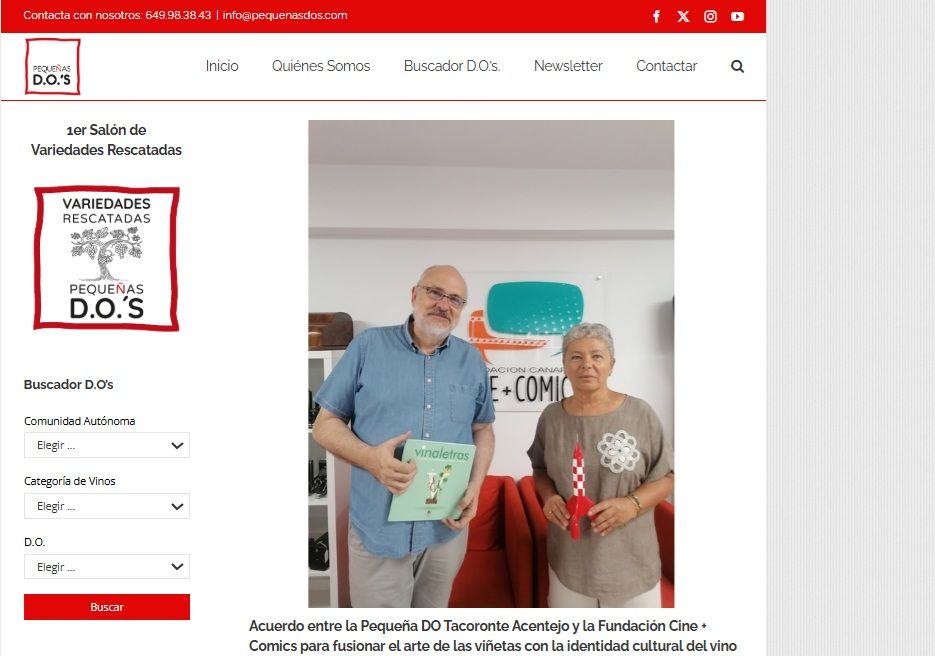 Pequeñas D.O.’s | Acuerdo entre la Pequeña DO Tacoronte Acentejo y la Fundación Cine + Cómics para fusionar el arte de las viñetas con la identidad cultural del vino